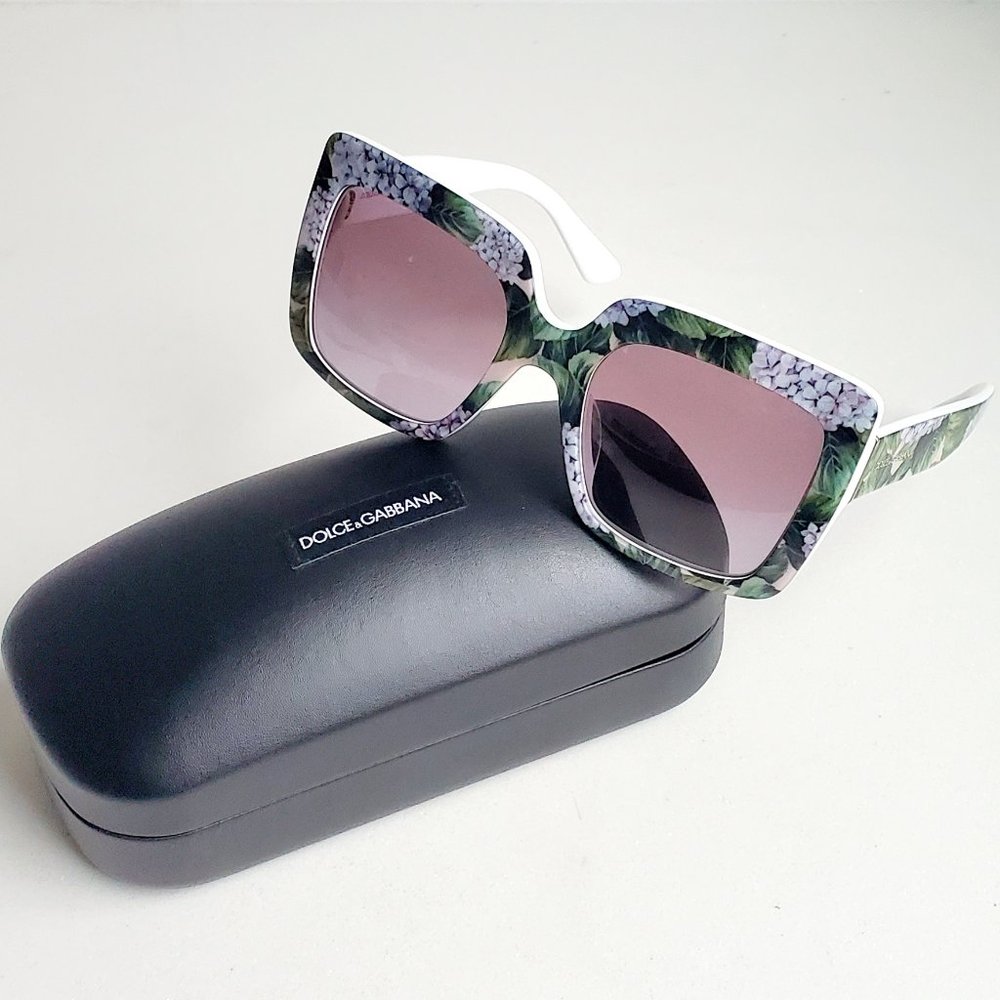 Dolce & Gabbana Floral Sunglasses with Black and White Accents